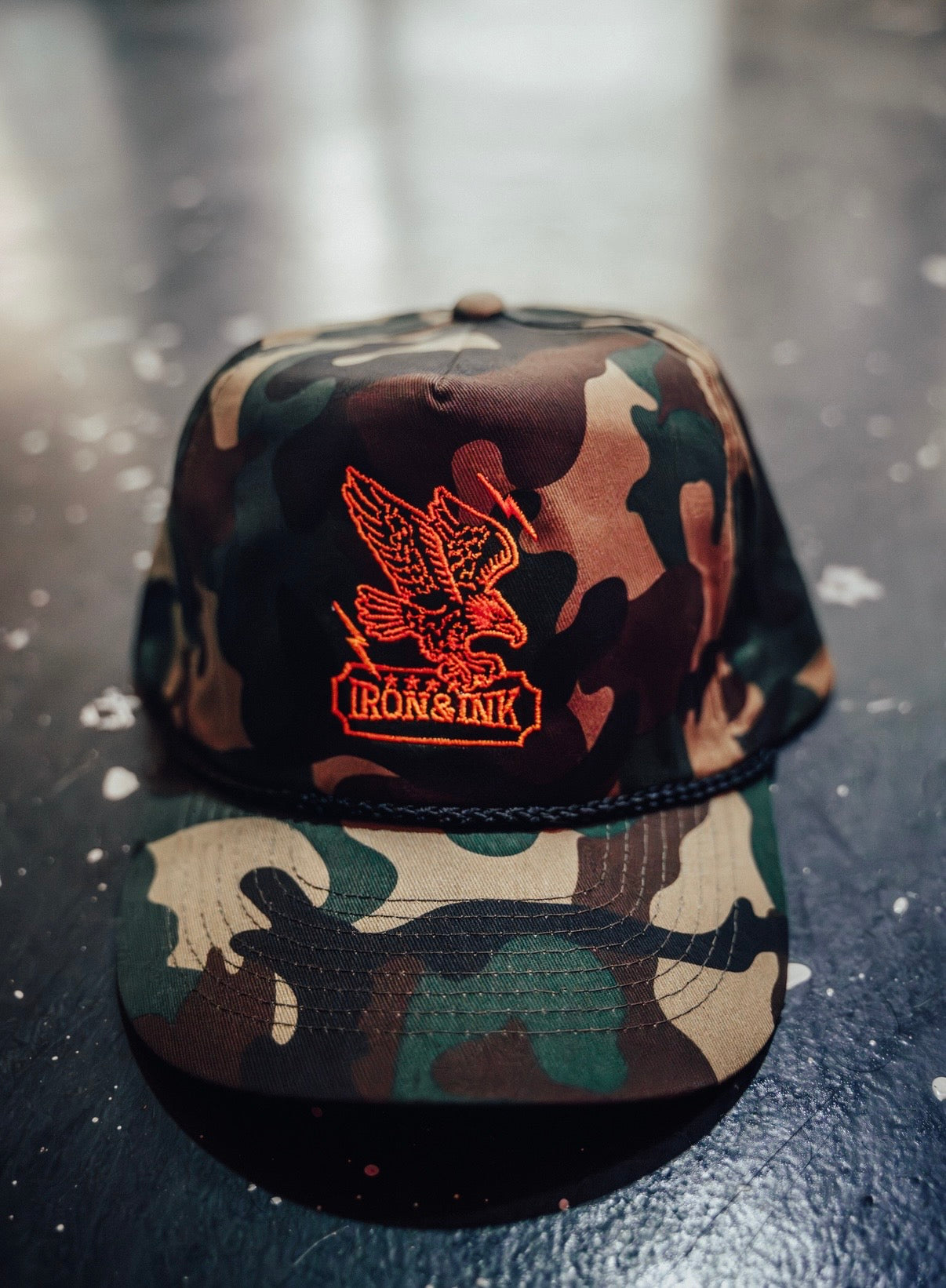 New Eagle vintage rope SnapBack- camo and gold