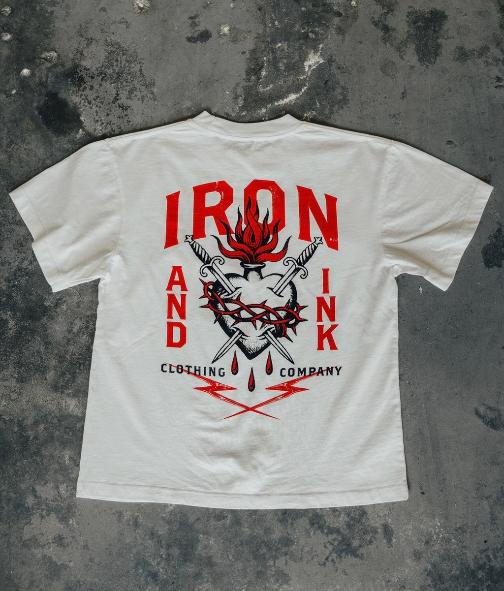 New "Sacred Heart" oversized shirt- white