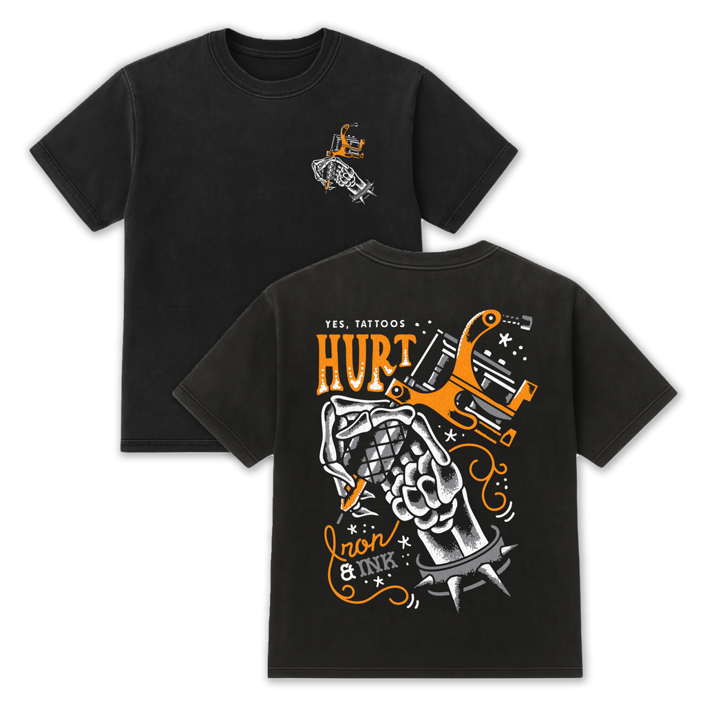 Yes, tattoos hurt shirt- slight oversized fit- Black