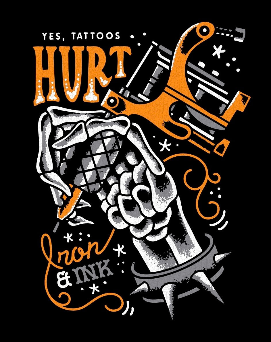 Yes, tattoos hurt shirt- slight oversized fit- Black