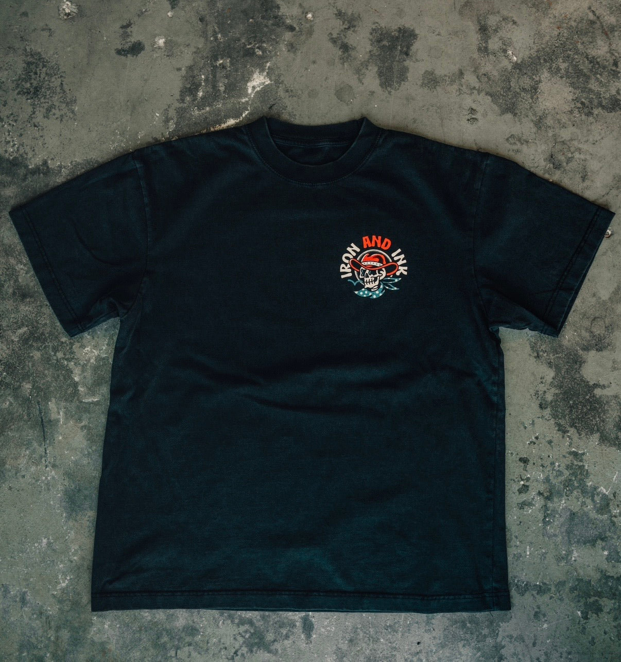 New "Skull Cowboy" oversized shirt- Faded Black