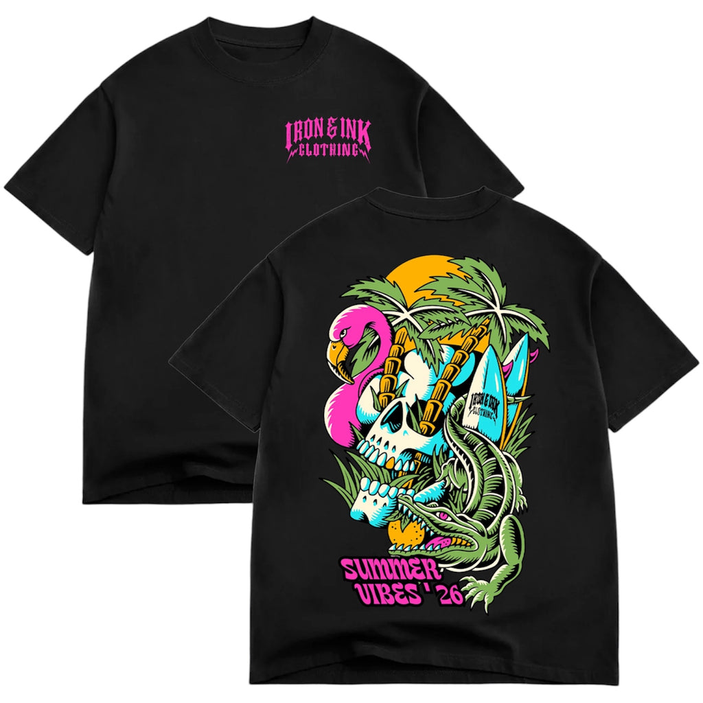 New "summer vibes" oversized shirt- Black