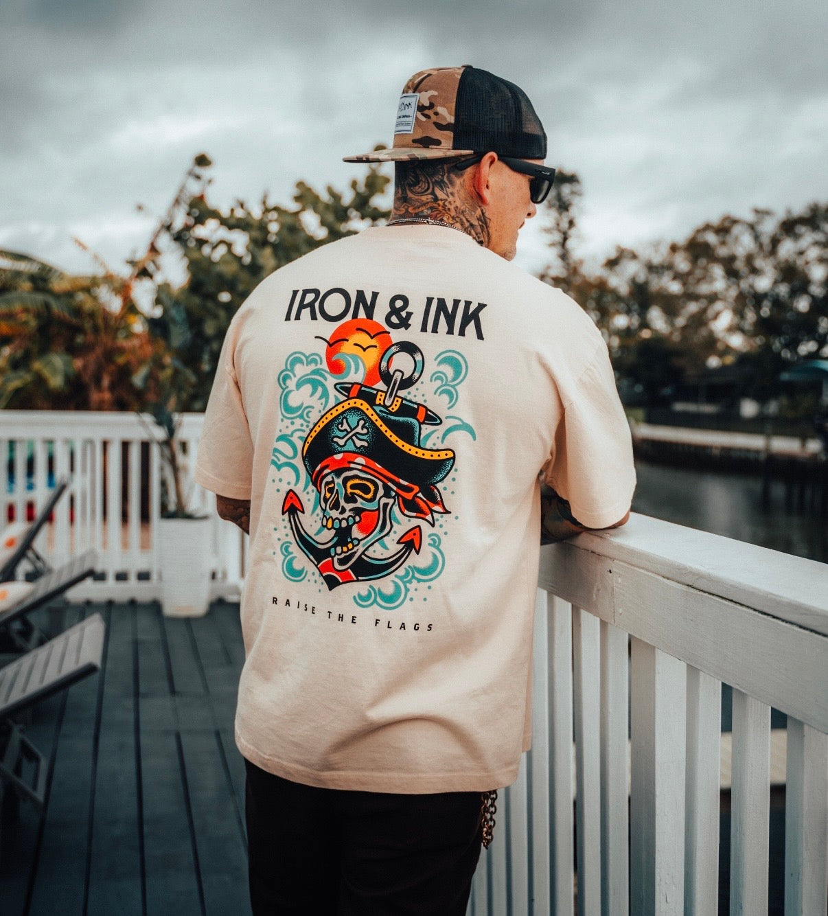 Raise the flags" oversized shirt- off white