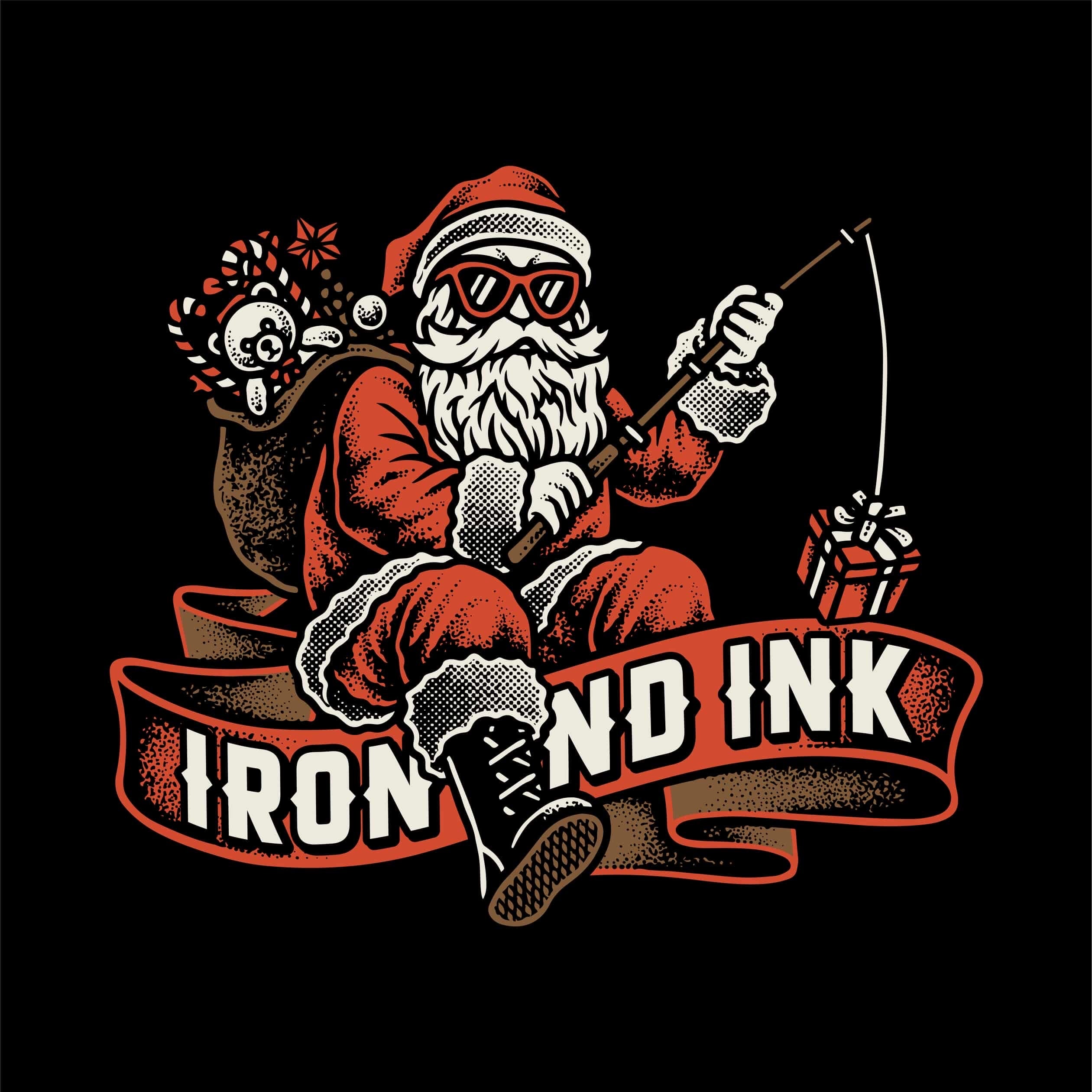 Limited edition "Santa" shirt- garment dyed black