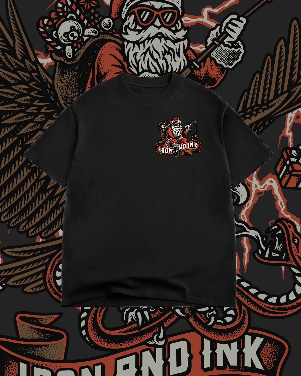 Limited edition "Santa" shirt- garment dyed black