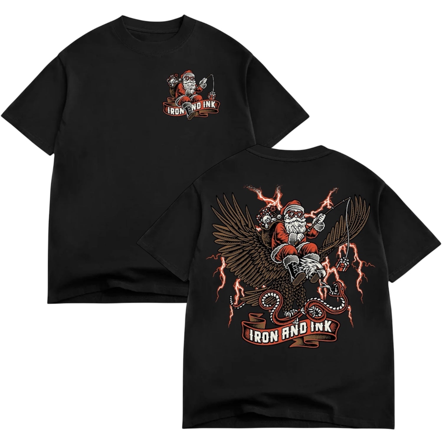 Limited edition "Santa" shirt- garment dyed black