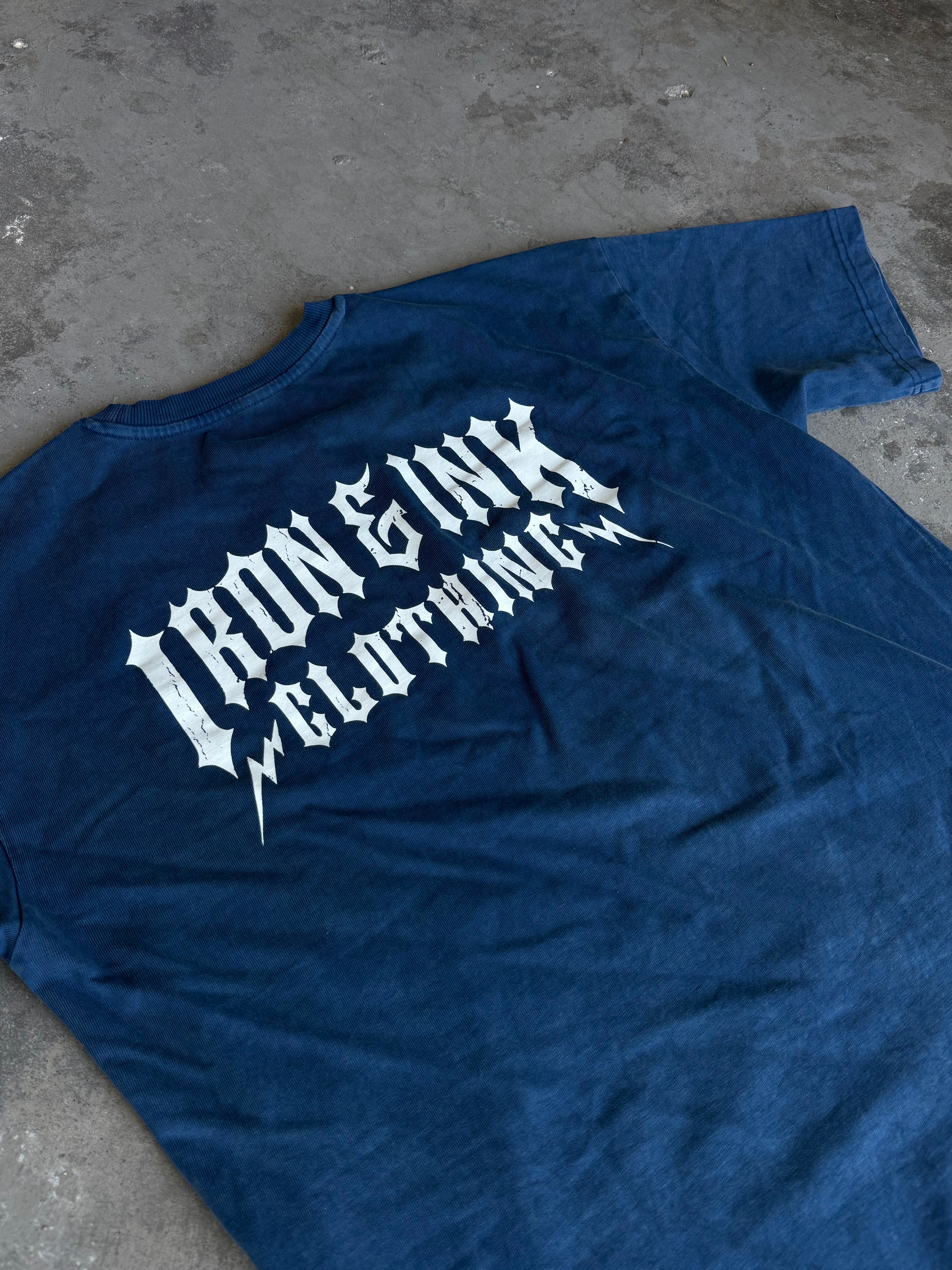 "bolt" garment dyed shirt- Cobalt blue