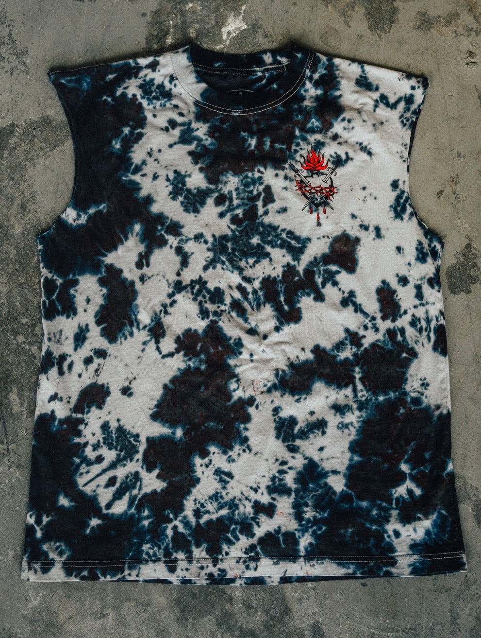 New "sacred heart" custom dyed oversized tank