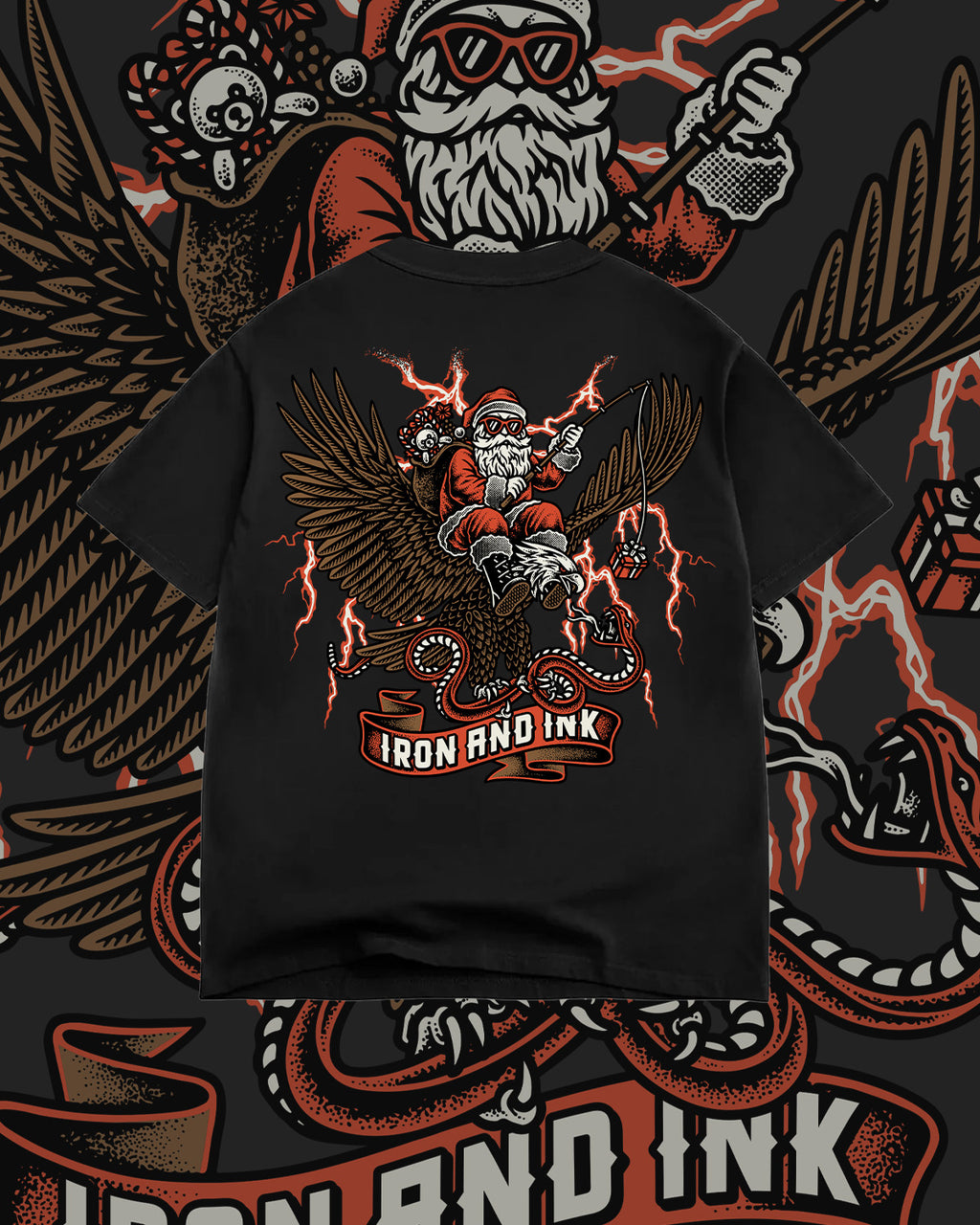 Limited edition "Santa" shirt- garment dyed black