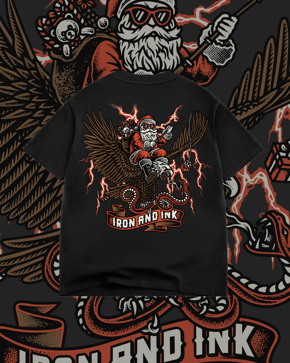 Limited edition "Santa" shirt- garment dyed black