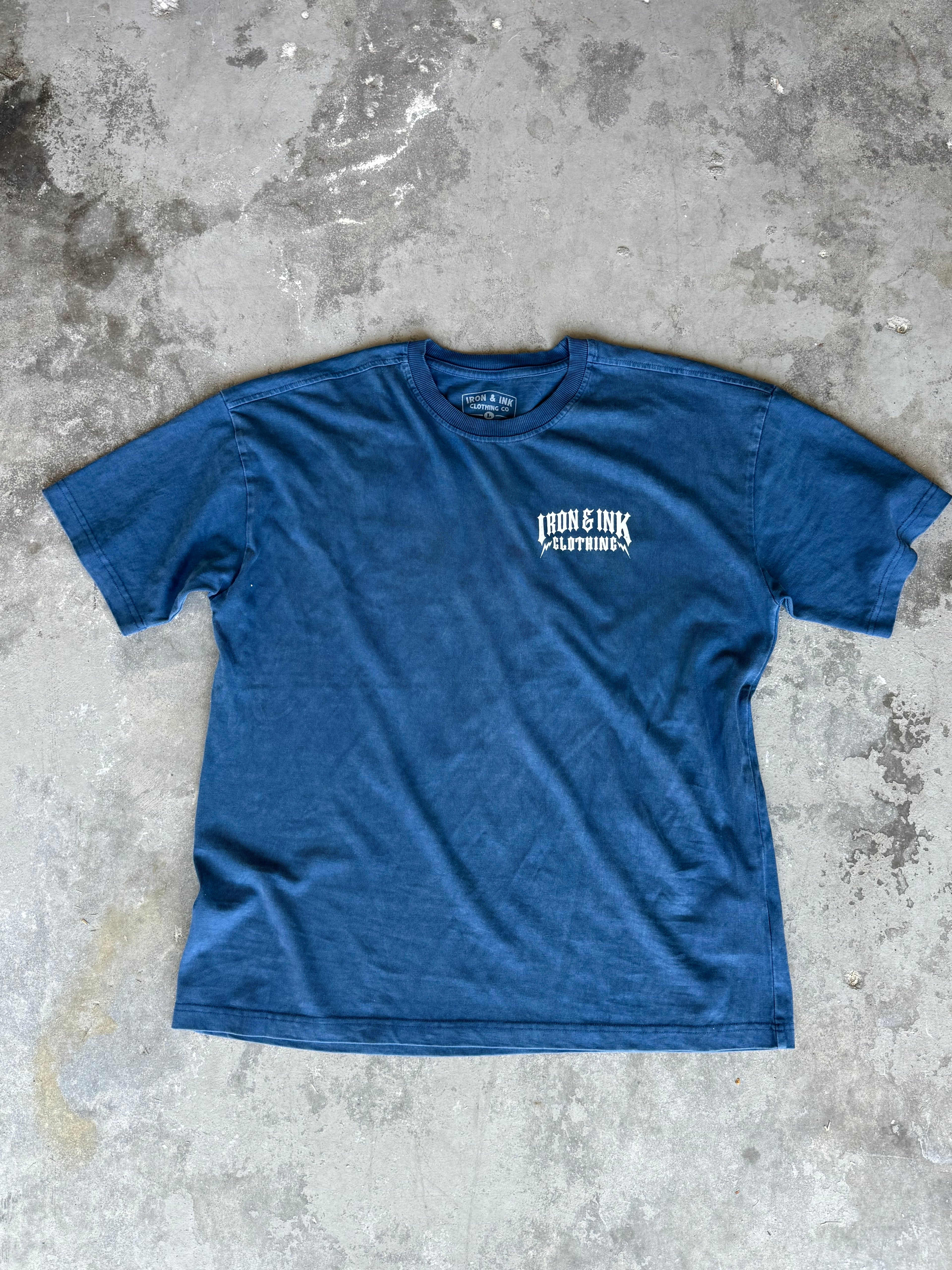 "bolt" garment dyed shirt- Cobalt blue
