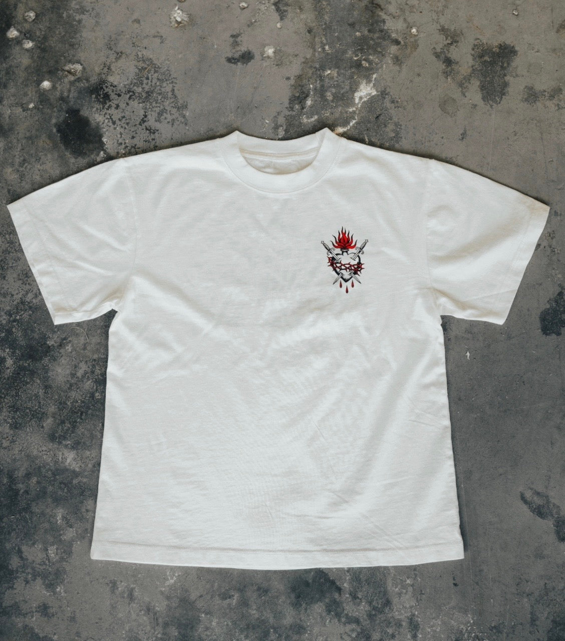 New "Sacred Heart" oversized shirt- white