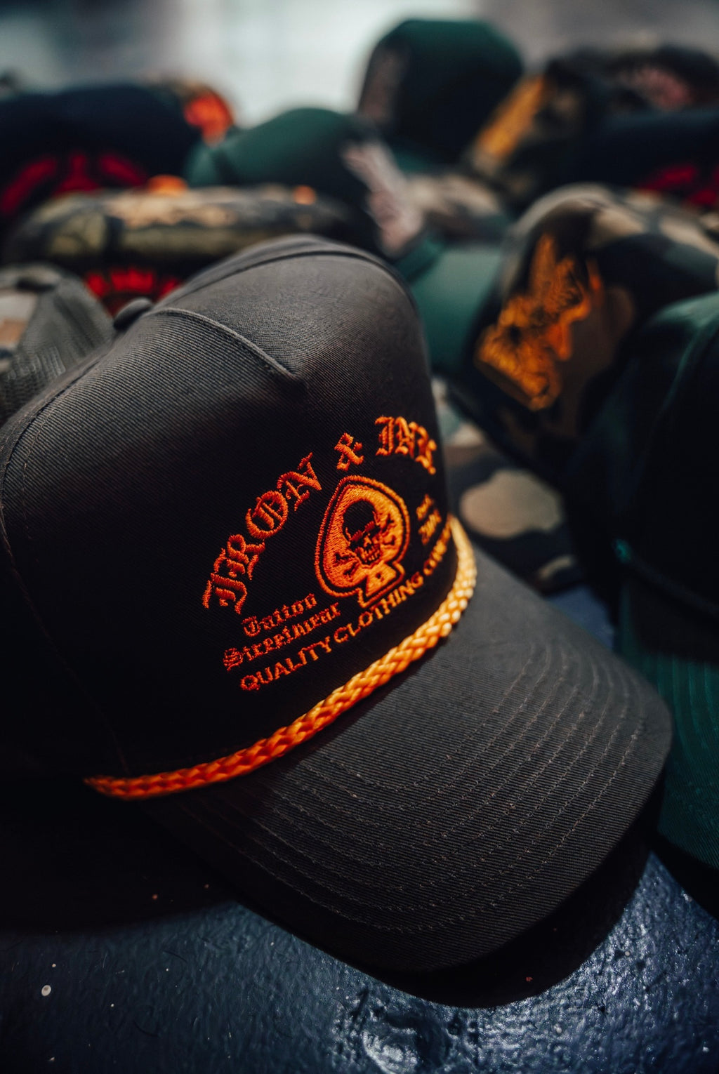 New spade vintage rope SnapBack- Olive green and gold