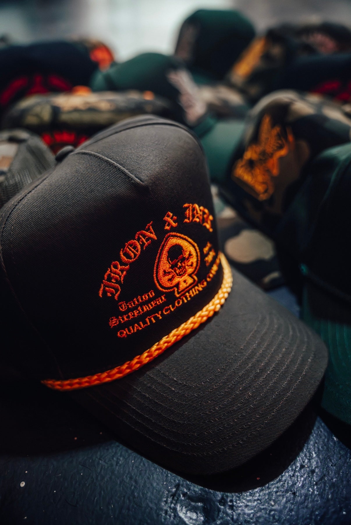 New spade vintage rope SnapBack- Olive green and gold