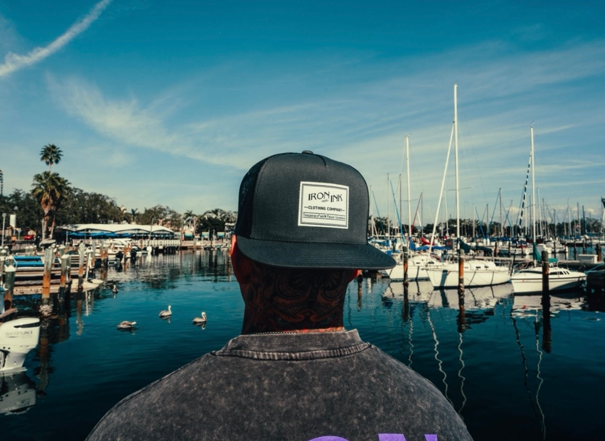 Grey flat bill SnapBack