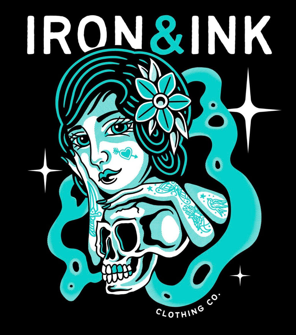 Early access "tatted pinup girl" oil wash Charcoal